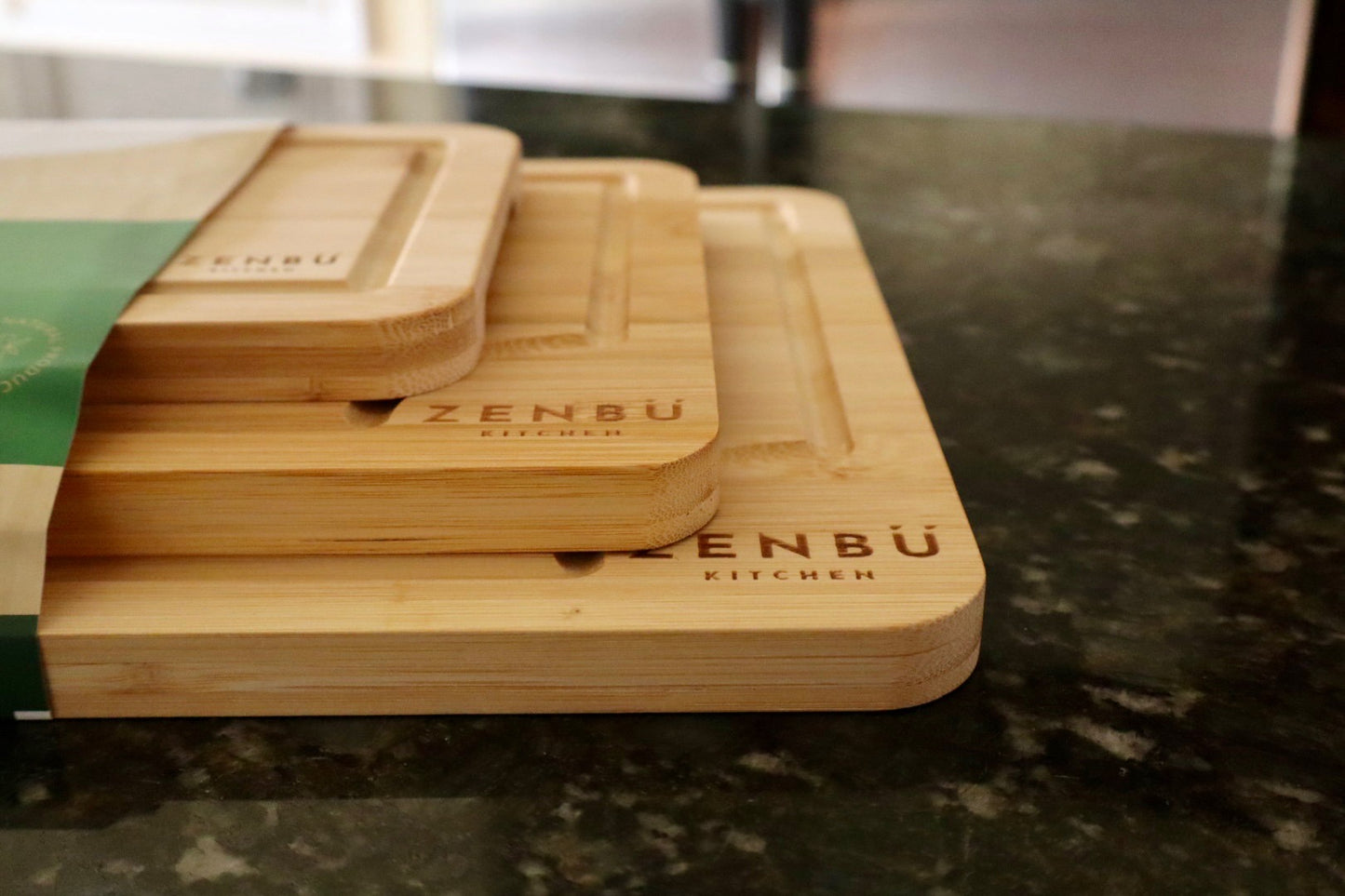 Zenbu Kitchen Bamboo Cutting Board Bundle – 3-Pack Cutting Boards (Light) + Bamboo Stand + Food-Grade Mineral Oil