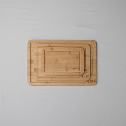 Zenbu Kitchen Bamboo Cutting Board Set – 3-Pack (Light Bamboo)