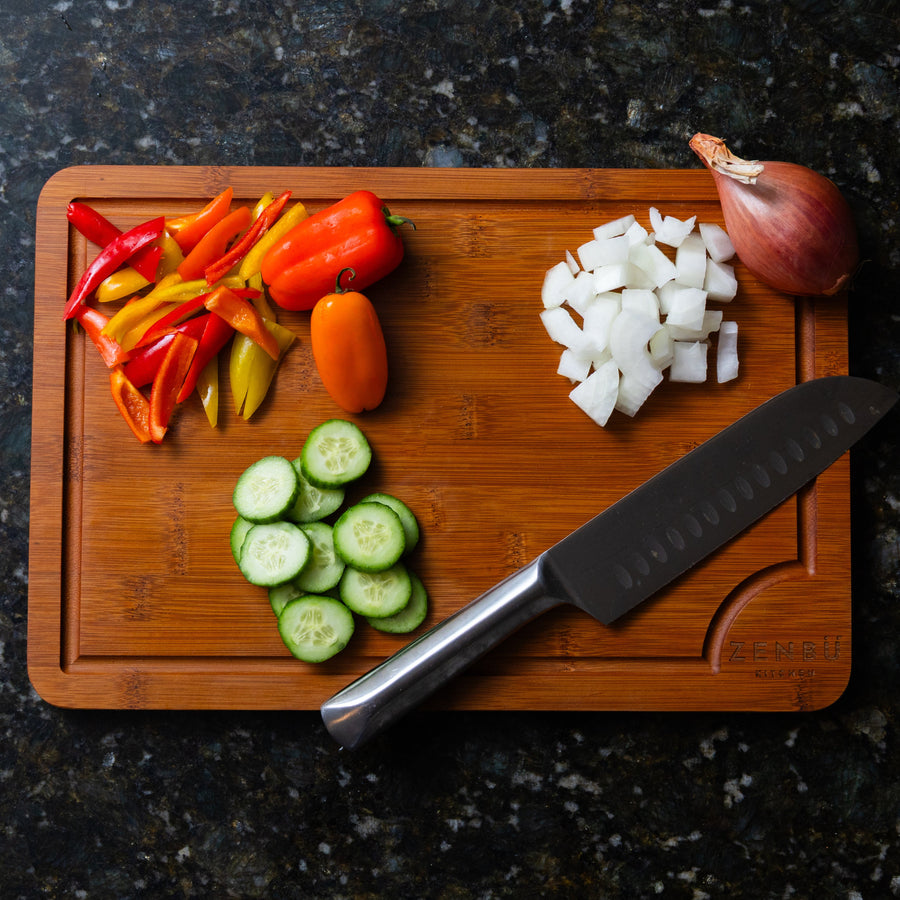 Zenbu Kitchen Bamboo Cutting Board Set – 3-Pack (Dark Bamboo)